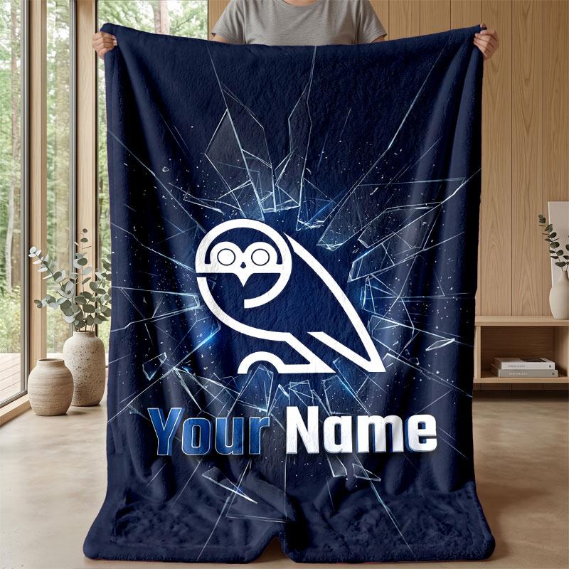 Sheffield Wednesday FC Custom Name Text Flannel Blanket Soccer Logo Personalized Fleece Throw Blanket Special Gift For Sofa Bedroom Home