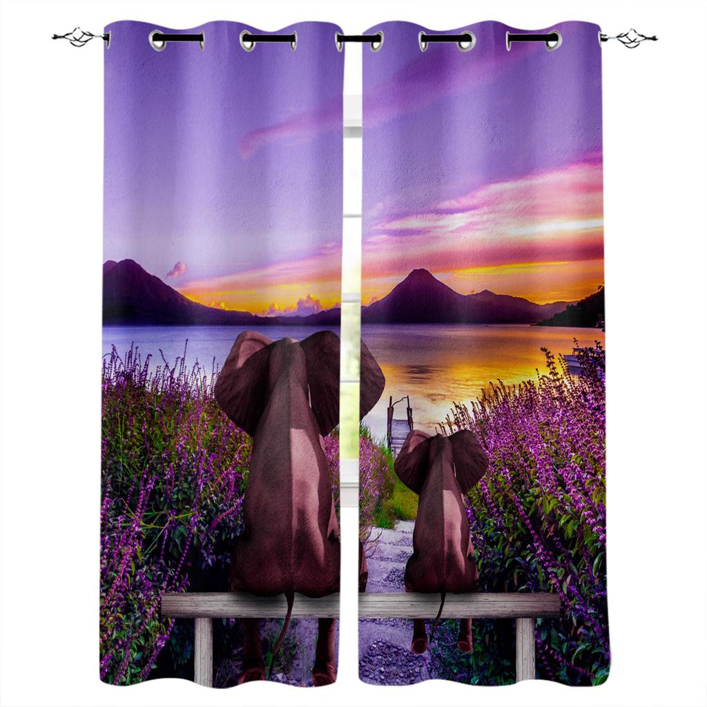 Purple Lavender Flowers Window Curtain For Living Room Bedroom Home Decor Kitchen For Window Drapes