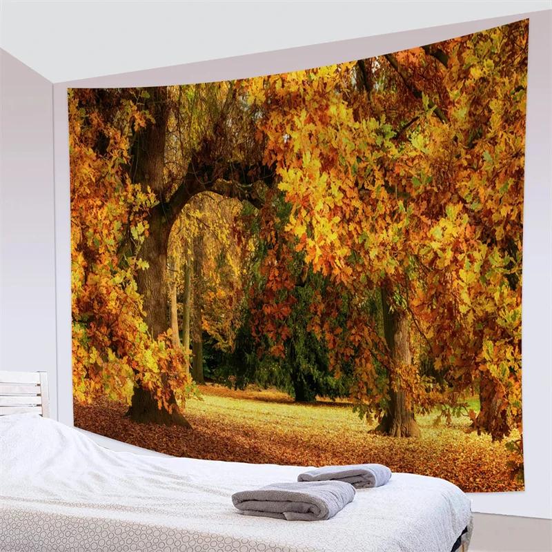 Forest Pathway in the Misty Mountain Tapestry Wall Hanging Art Nature Landscape Tapestries Home Decor for Living Room Bedroom