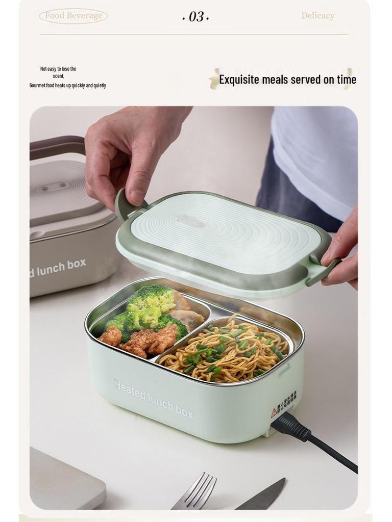 Portable Electric Heated Lunch Box – Insulated, Water-Free, Self-Heating for Students & Office Workers