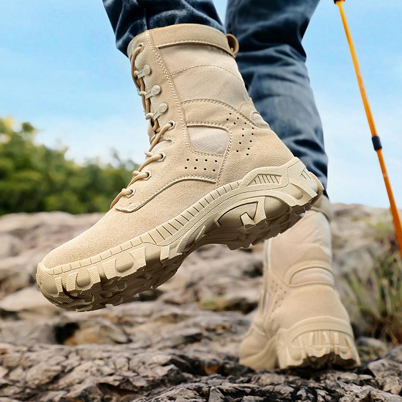 Luxury Men's High-top Boots Waterproof Anti-skid Wear-resistant Shoes Fashion Side Zipper Shoe Outdoor Climb Work Plus Velvet To Keep Warm Hiking Boot