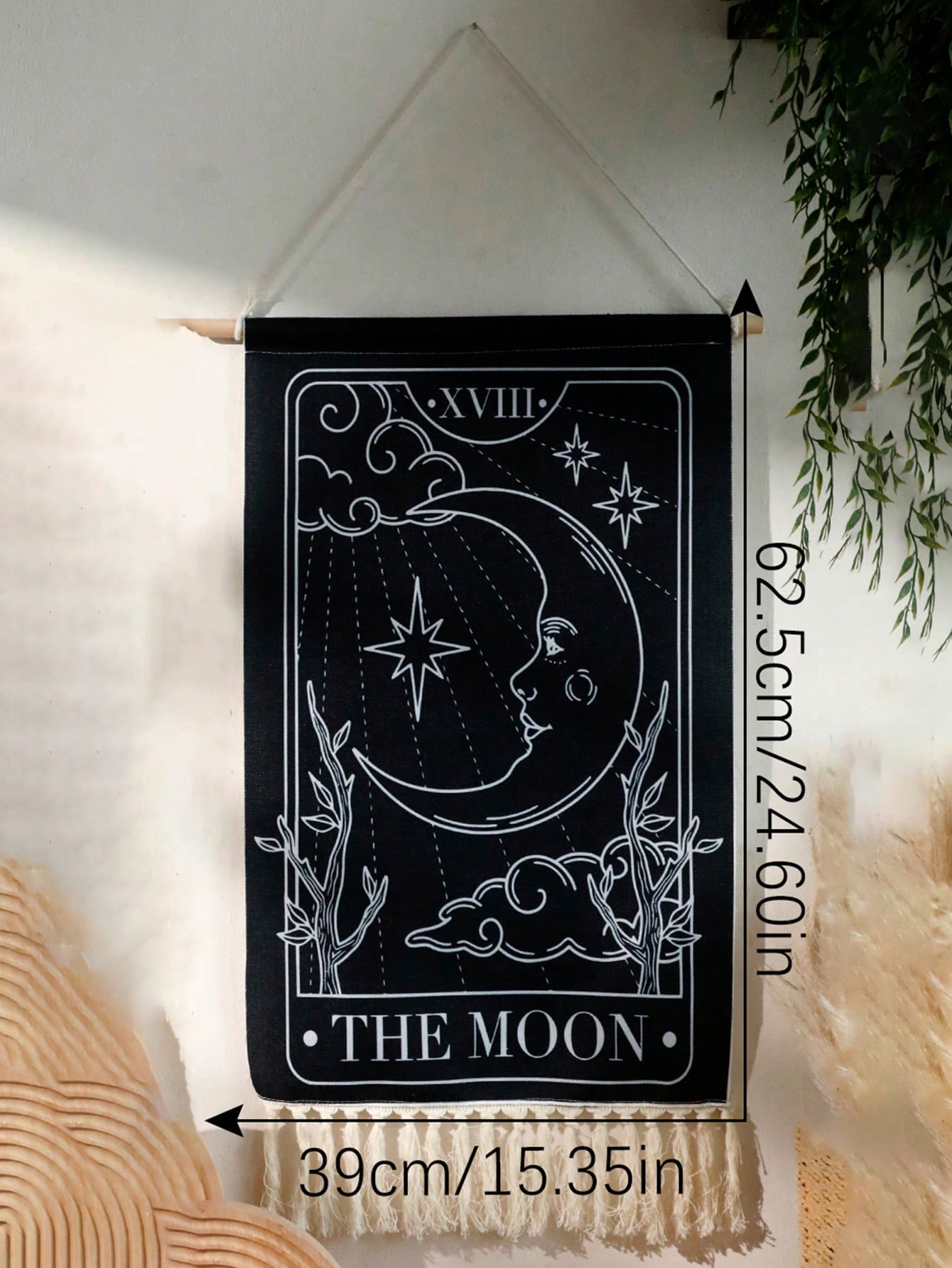 

Sun And Moon Tapestry Wall Hanging Bohemian Art Home Decor With Fringe Long Linen Tapestries for Hotel Bedroom Art Decor Gifts