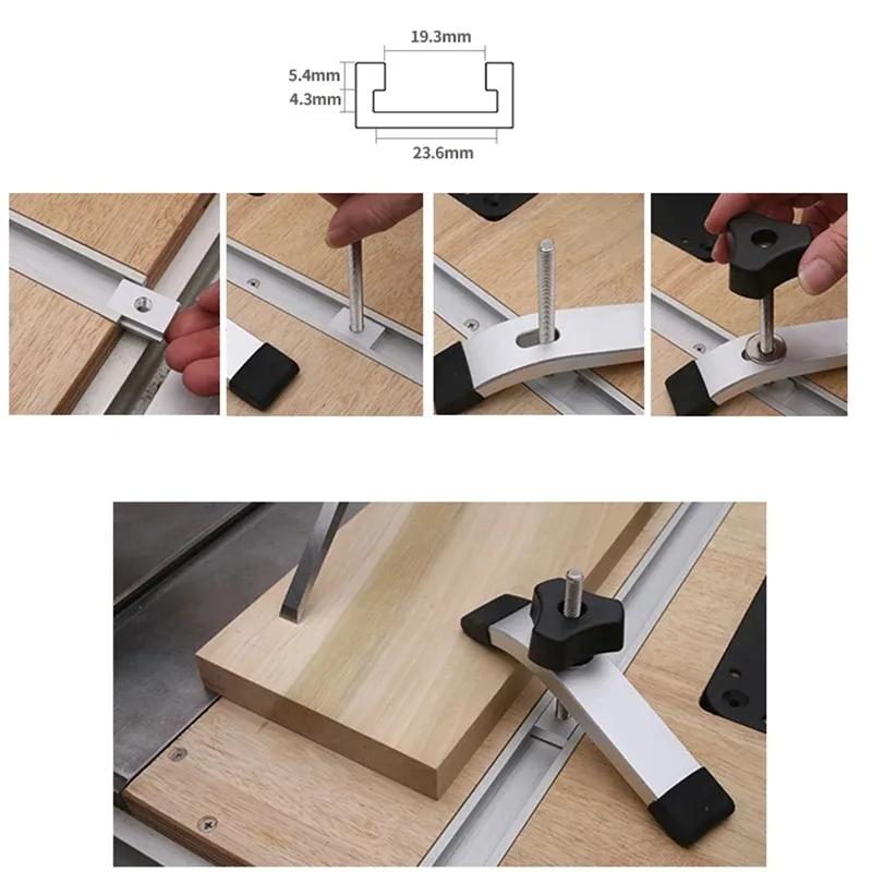 Woodworking Pressure Plate Inversion T-Track Hold Down Clamp Aluminum Alloy Woodworking Clamps Block DIY with T-screws T-sliders