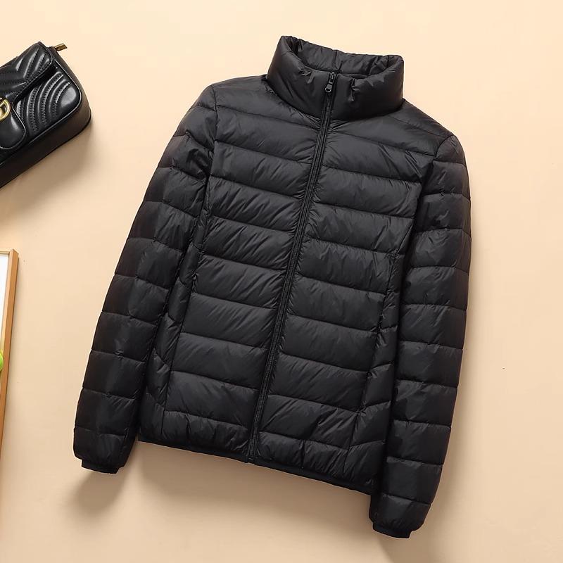 Women's Short Slim Down Jacket - 2023 Autumn/Winter Style, Warm & Lightweight with Stand-Up Collar In White Plush.