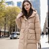 2026 Winter Damen Parkas Oberteile Damen Kapuzen Hoher Kragen Verdicken Warme Baumwolljacken Damen Einfarbige Lange Jacke Für Damen