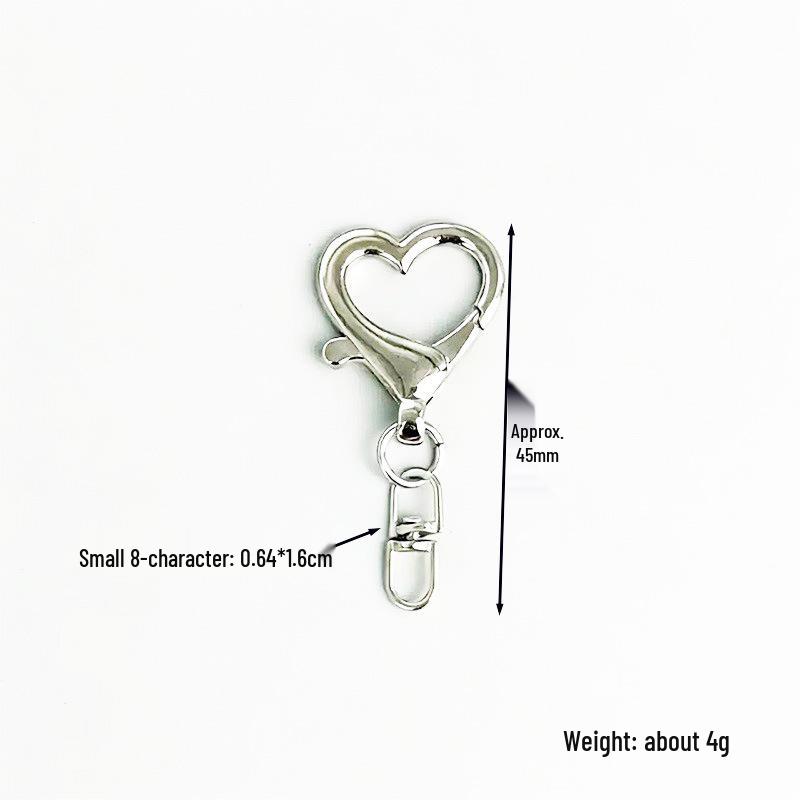 Zinc Alloy Heart Buckle Keychain with Rotating 8-Shaped Strap and 14mm Lobster Clasp for DIY Jewelry Accessories