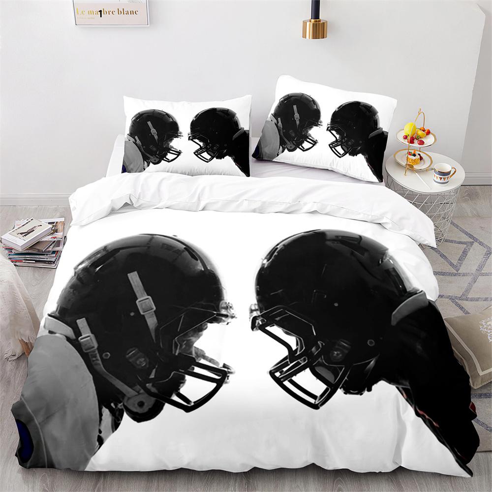 American Football Duvet Cover Set 3D Sports Rugby Player Comforter Cover Skull Football Player Polyester Bedding Set For Kid Boy