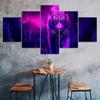 Mystic Tiger Purple Forest Scenery 5 Piece Five Panel Wall Canvas Print Modern Art Poster Picture Home Decor Gift For Him For Her
