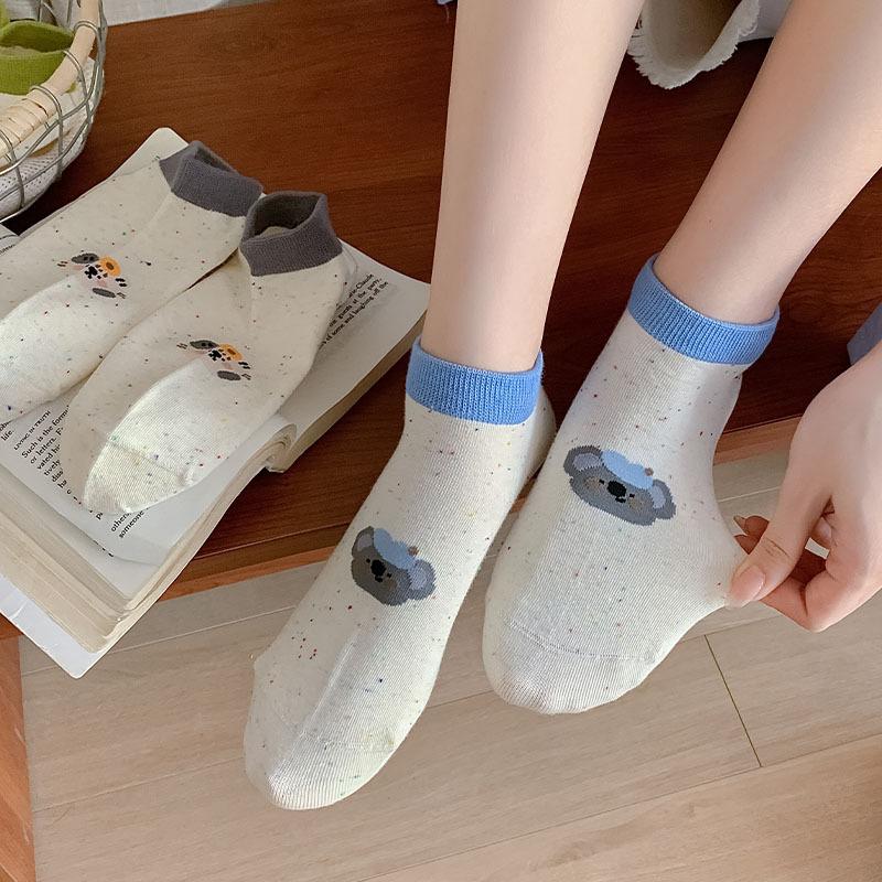 Japanese Kawaii Cute Low Cut Ankle Socks Women Casual Cotton Breathable Low Tube Socks Cartoon Print Sweet Girl Cute Short Socks