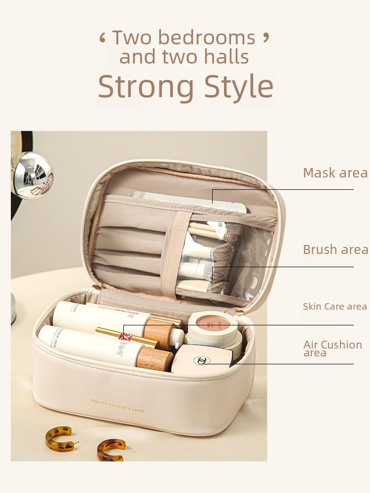 High-Value Large Capacity PU Travel Toiletry Bag - Portable, Waterproof, and Stylish Cosmetic Storage