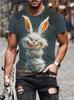 Boho Rabbit Easter Graphic T-Shirt Men Casual Crew Neck Tee