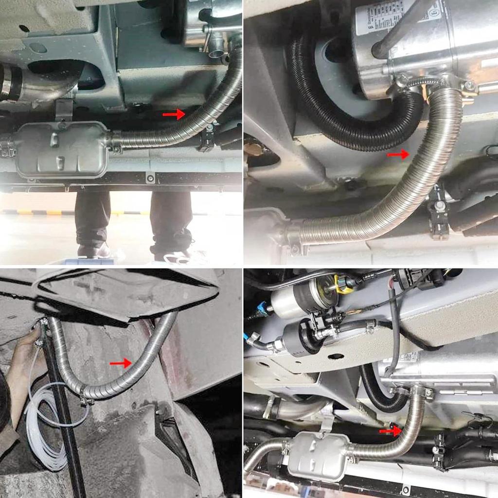 1Pack 2.5cm/1in Inner Diameter Car Air Parking Heater Ducting Pipe Hose Tube Exhaust Muffler For Diesel Heater For WebastoWith Camps&End Covers