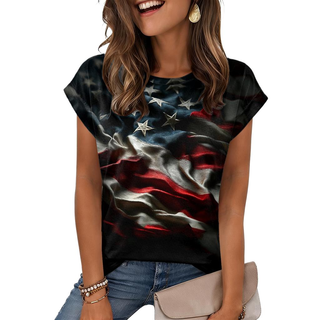 Women's Loose-Fit Fashionable Casual Retro Print T-Shirt