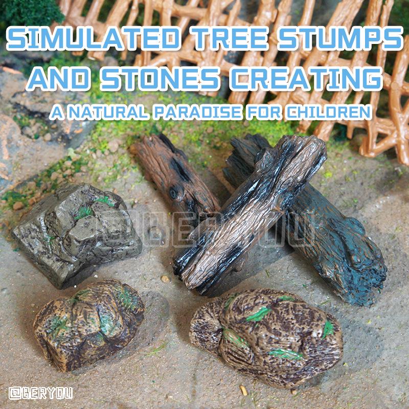 

Stone Tree Stump & Branch Ornament Model for Rockery and Scenery Props