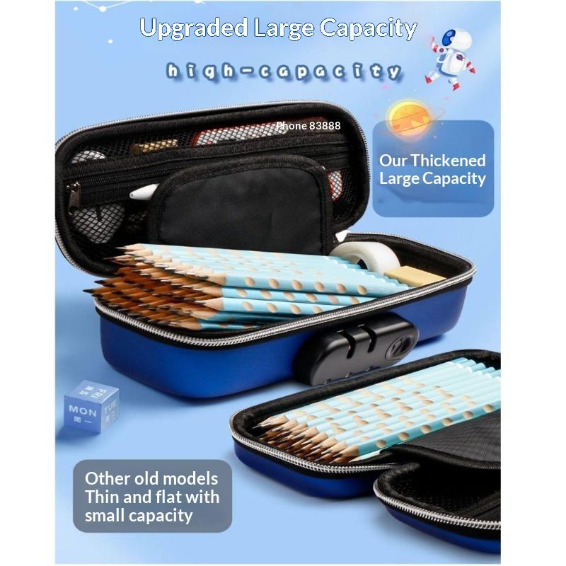 Large Capacity Pencil Case for Boys and Children with Combination Lock, Cartoon 3D Pencil Case