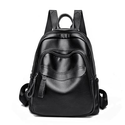 Women's New Korean Style Versatile Trendy Large Capacity Soft Leather Backpack High-end Fashion Simple School Bag