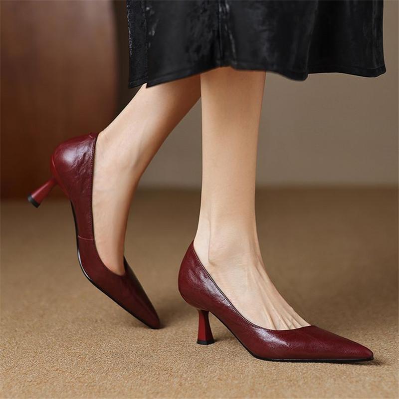 Móda Nové Jaro Pravá Kůže Dámské Boty Špičaté Dámské Lodičky Boty pro Ženy Vysoké Podpatky Mokasíny Módní Stručné Dámské Boty