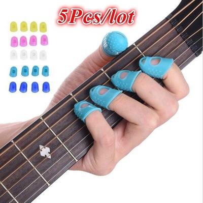 5Pcs/lot Thumb  Guitars Protect Split Fingers or Line By Pressing Elastic Silicone Ukuleles Finger