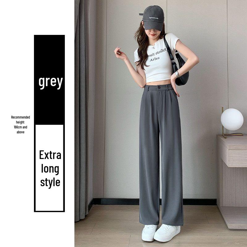 Women's Black High Waist Wide Leg Pants for Spring/Autumn - Petite Fit, Elegant Draping, Straight or Narrow Leg Options