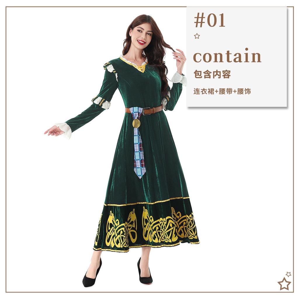 Halloween Costume Medieval Renaissance Court Style Legend of Bravery Melinda Princess Dress Performance Costume