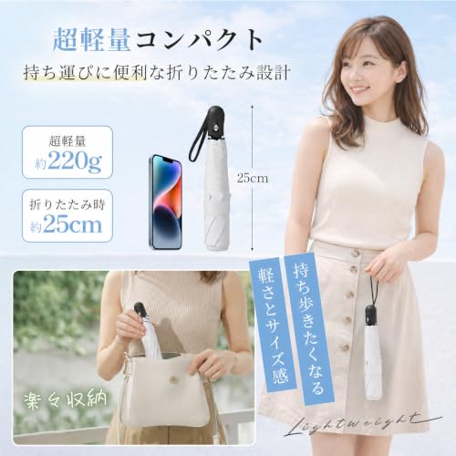 Parasol Folding Umbrella, Ultra Lightweight [JIS Certified / UV Protection Rate 100%] Completely Blackout, For Both Sunny and Rainy Weather