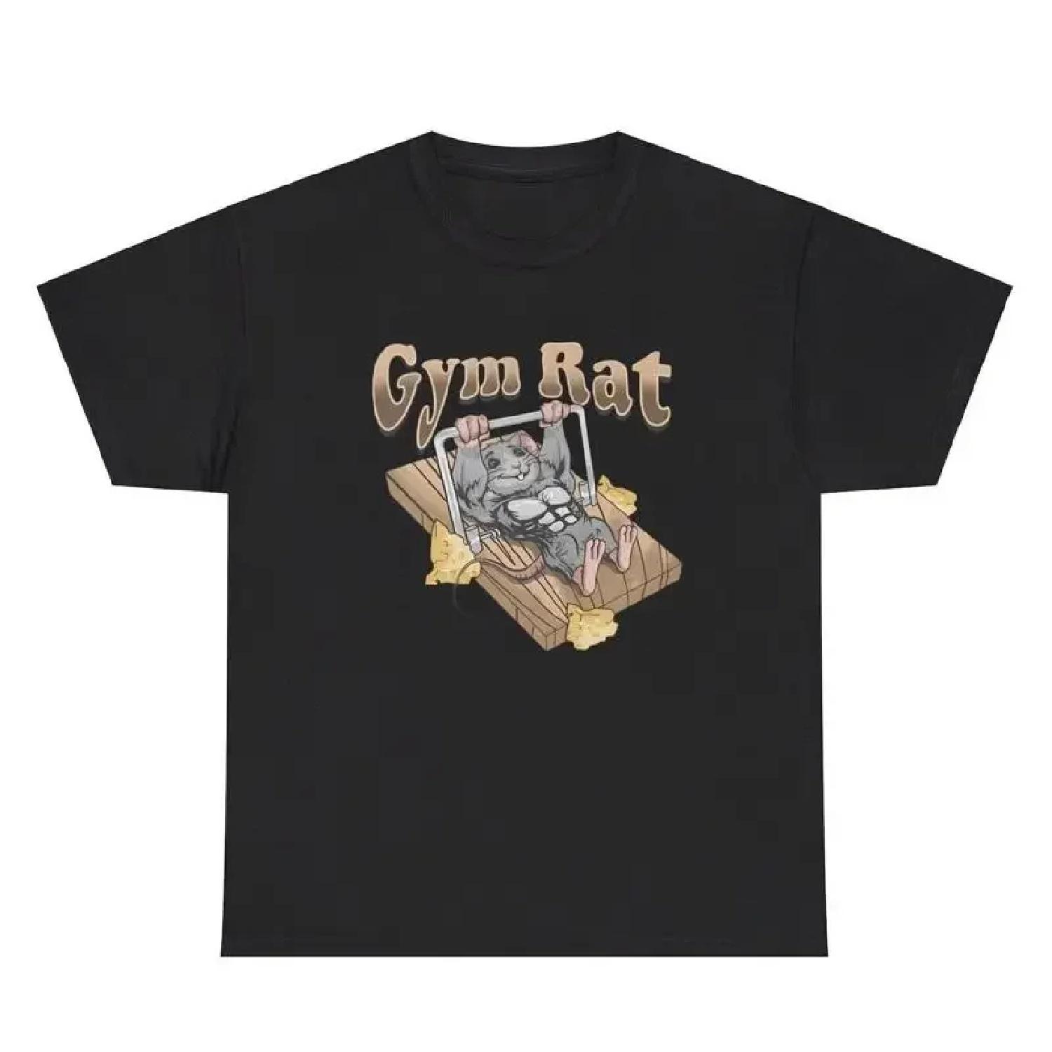 

Gym Rat Benching Mouse Trap Graphic T Shirt Silly Ironic Gen Z Weirdcore Tee XXXXXL різнокольоровий