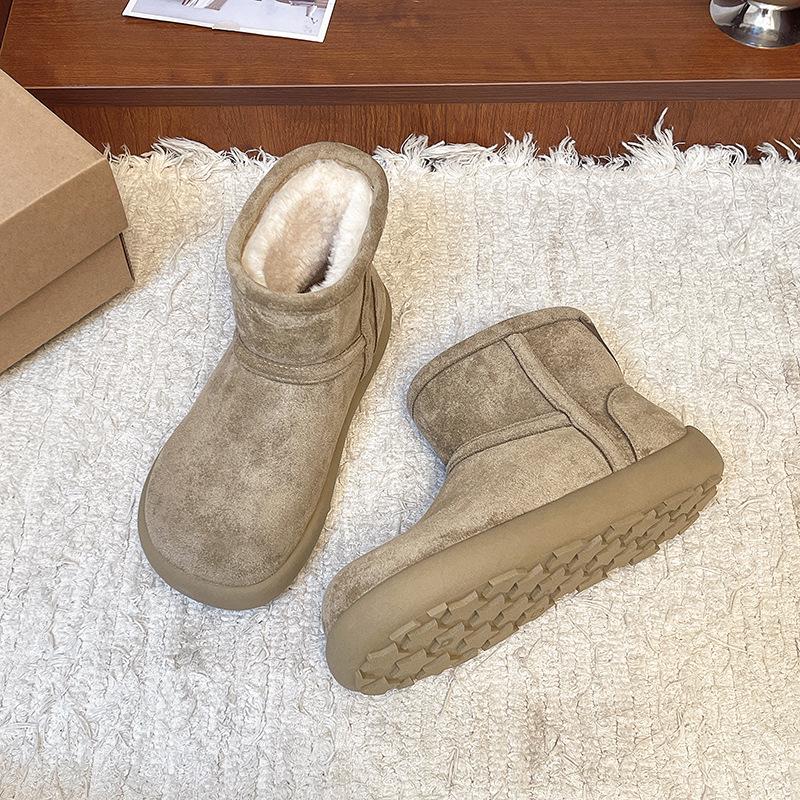 Couple Versatile Snow Boots Women's Autumn and Winter New Thick-soled Velvet Thickened Warm Bread Cotton Shoes Non-slip Short Boots