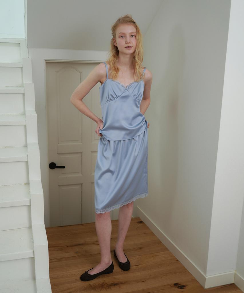 Without Summer Satin Midi Skirt_Sky Blue