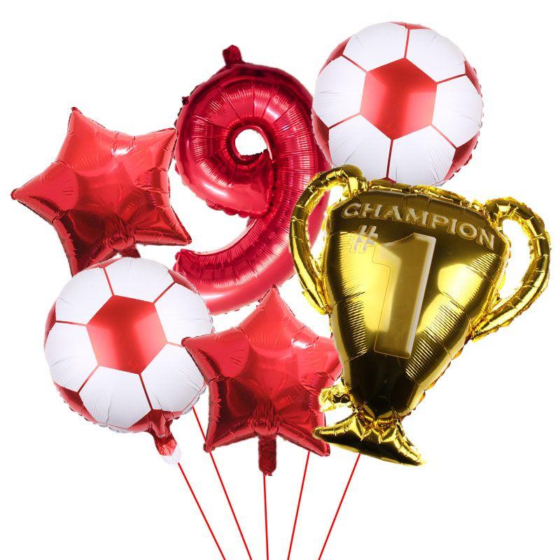 32-inch Digital Football 6-piece Aluminum Film Balloons Set - Birthday Party Gift - World Cup Football Balloons