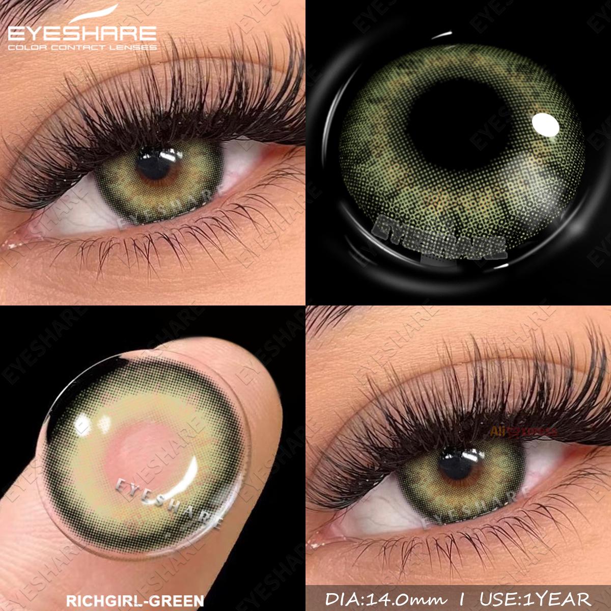 

EYESHARE Natural Colored Contact Lenses for Eyes 2pcs Blue Contact Brown Eyes Color Lenses Gray Beauty Pupil Yearly Green Lenses