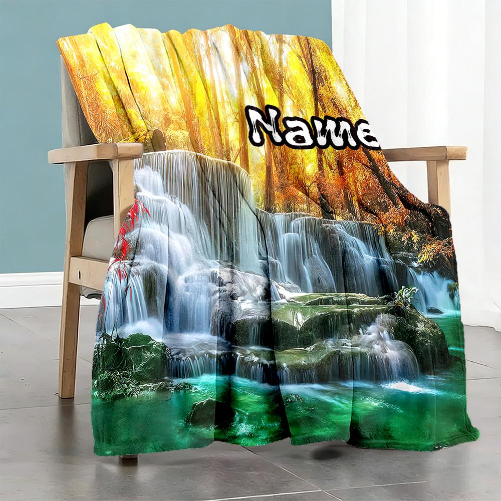 Landscape Personalized Name Blanket Lightweight Personalized Blanket Durable Comfort for Seaside Couch Bedding Sofa All-Season Use