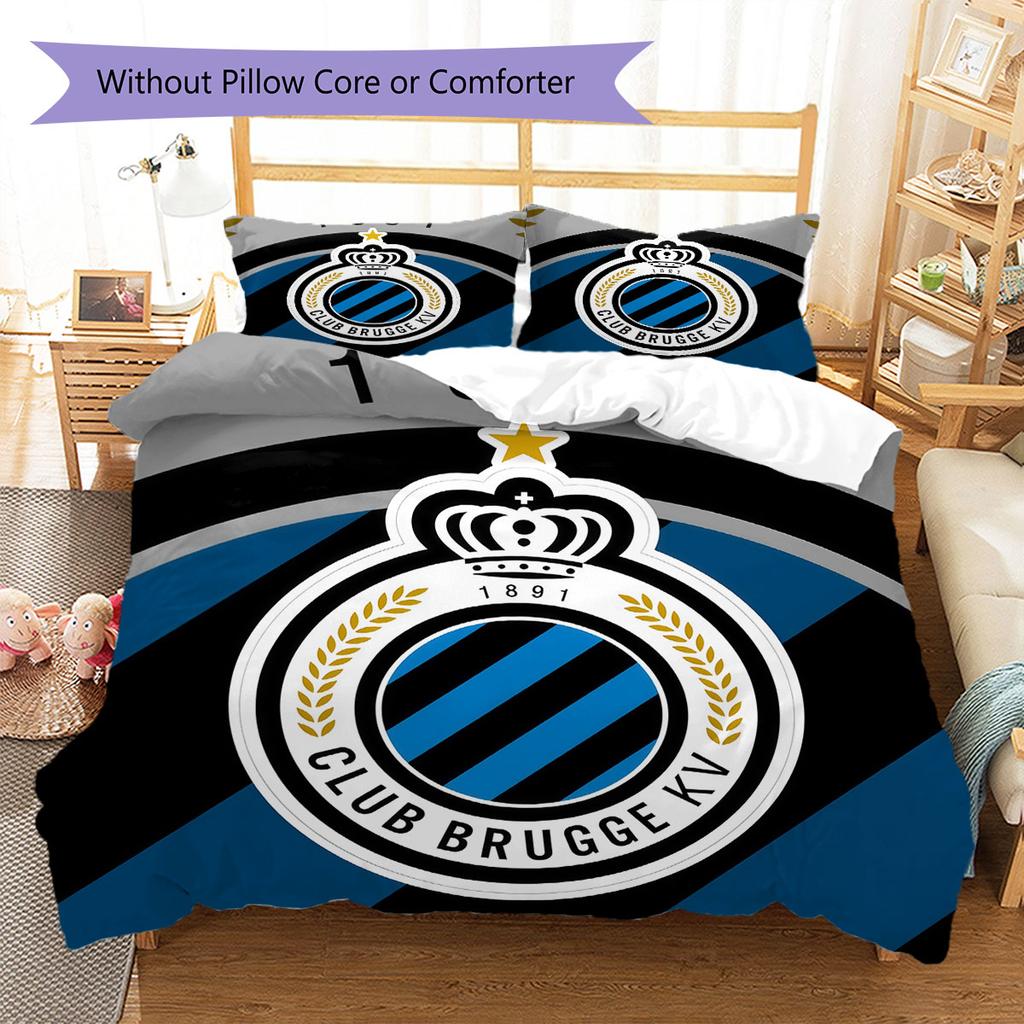 Club Brugge KV Pattern Bedding,Quilt Set Quilt Cover Pillowcase Home Birthday Gift(1 * duvet cover + 2 * pillowcase, without core)