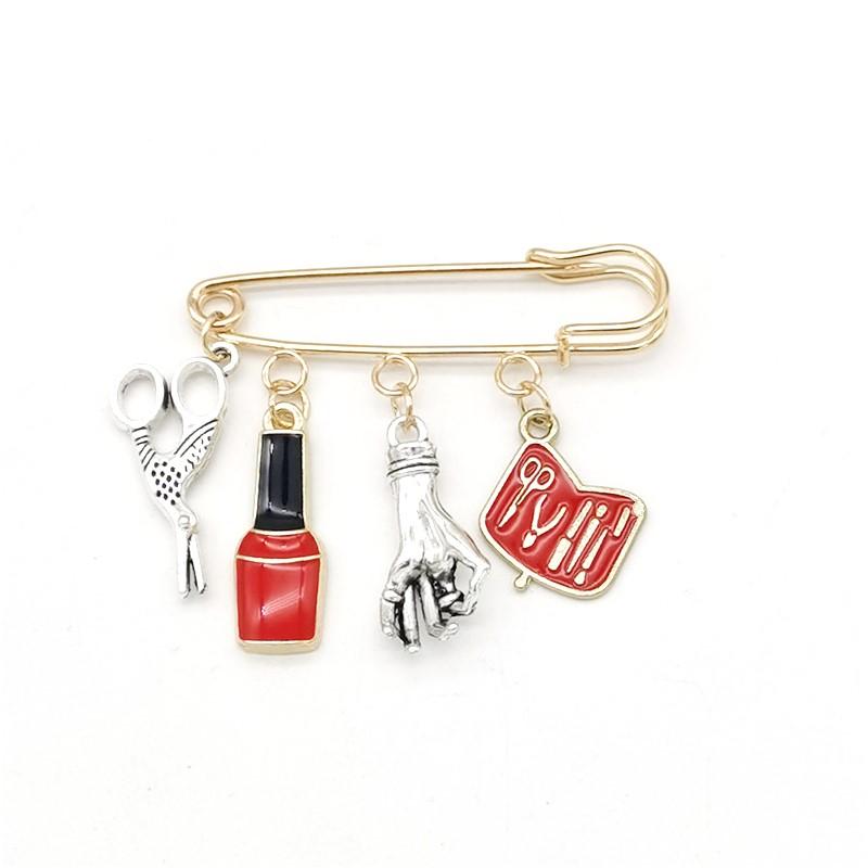 Fashion Nail Art Brooch Vintage Jewelry Mini Nail Art Nail Polish Scissors Pin Brooches