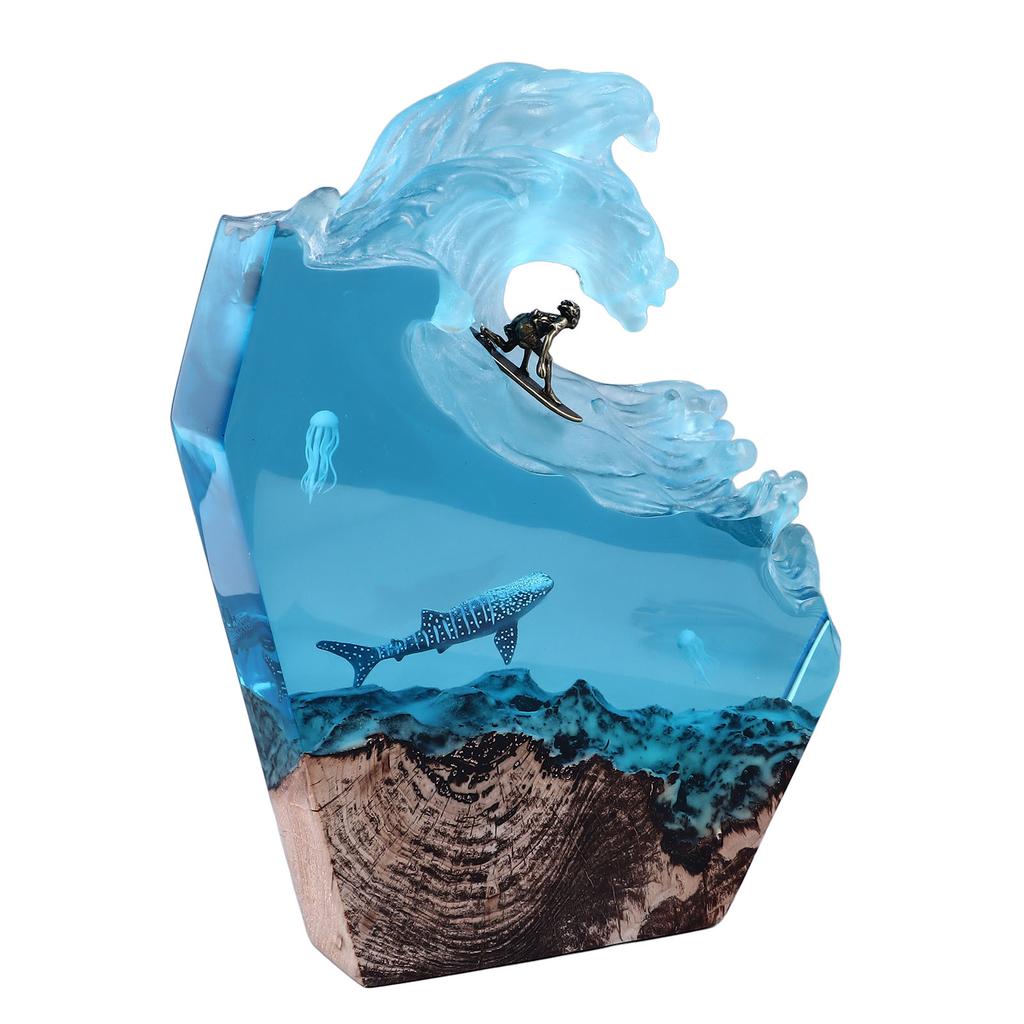 Desktop Sea Wave Decoration Delicate Resin Lamp Night Light for Bedroom Office Birthday Anniversary