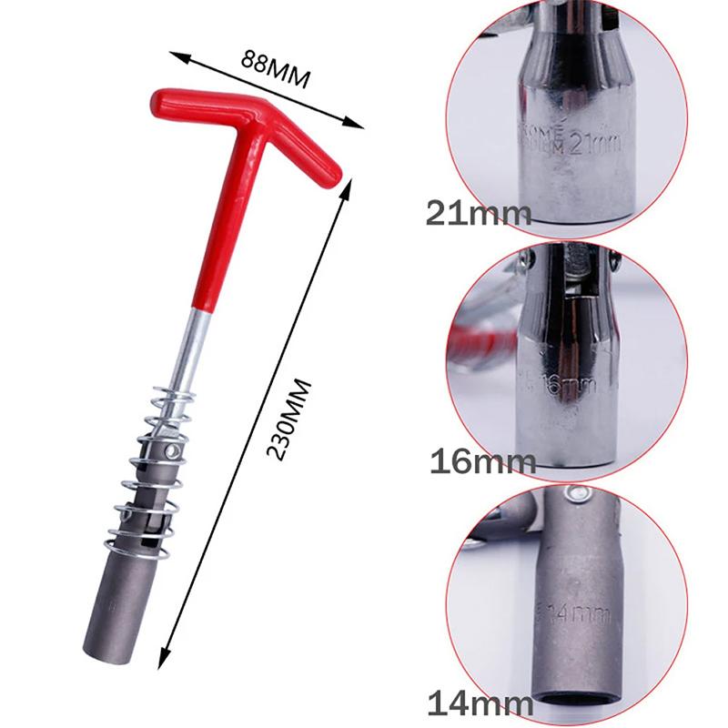 16mm/21mm Zündkerzen-Entfernungswerkzeug Schraubenschlüssel 360 Grad Drehung Zündkerzen-Steckschlüssel Auto-Reparaturwerkzeug T-Griff