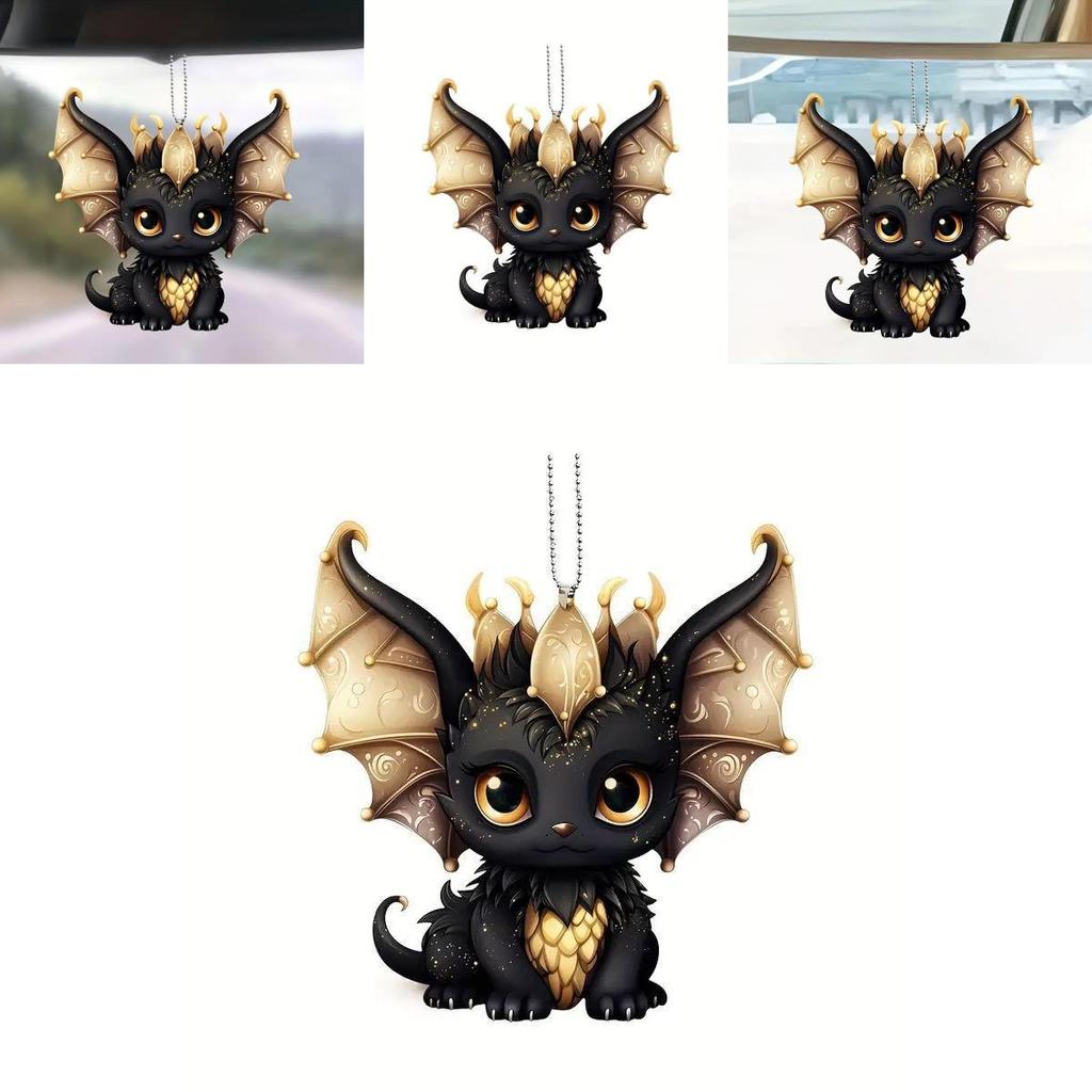 Surface Acrylic Flat Black Dragon Pendant With Cartoon Style For Use Gift