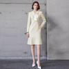 AD Rich Girl Vibe Women's Autumn Ruffle Dress Set - Korean Lapel, Fragrant Style, Long Sleeve