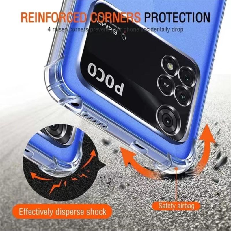 Thick Air-Bag Silicone Clear Phone Case For Xiaomi Poco X2 X3 NFC X4 Pro X4 GT X5 X6 X7 Pro C50 C55 C61 C65 Transparent Cover