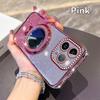 KEYSION Luxury Glitter Jewelled Magnetic Phone Case for iPhone 13 14 Pro Max Makeup Mirror Ring Stand Shockproof Back Cover