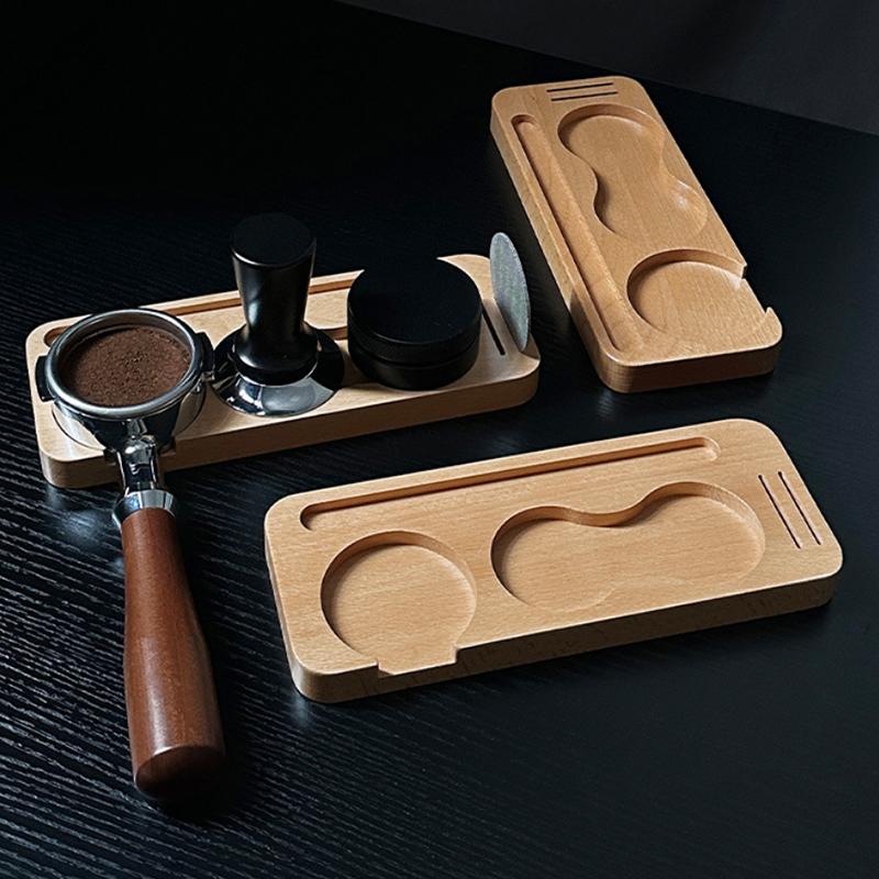 1PC Beechwood/Sapele Coffee Tamper Station Portafilter Holder Rack Stand For 51MM 58MM Espresso Accessories Barista Support Base