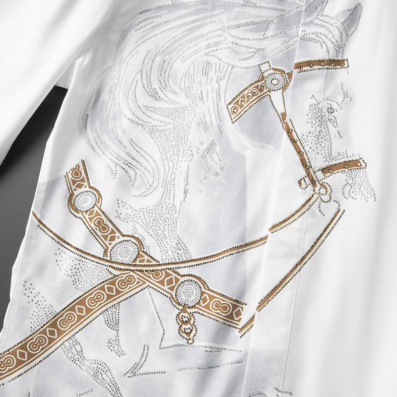 High Quality Men's Slim Anti-Wrinkle Long-Sleeve Shirt - Men's Printed Diamond Shirt