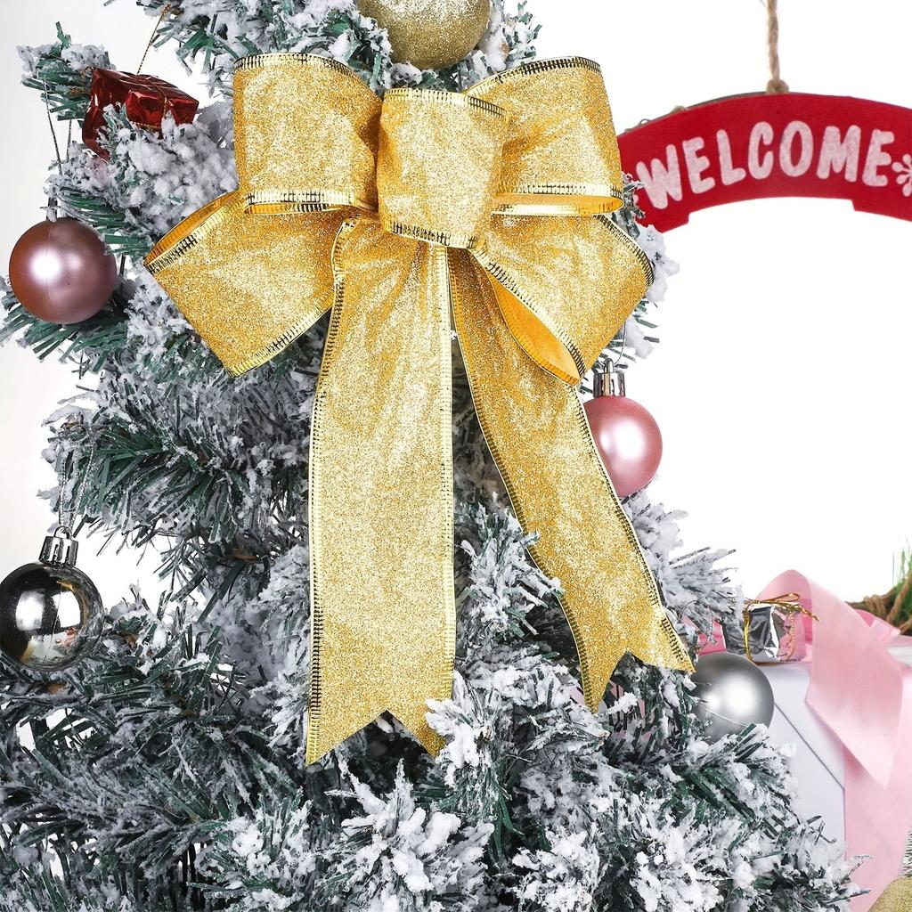 6Pcs Christmas Decoration Bow Ribbon Christmas Tree Pendant Handmade Design for Home Decor Navidad New Year 2026 DIY Ornament