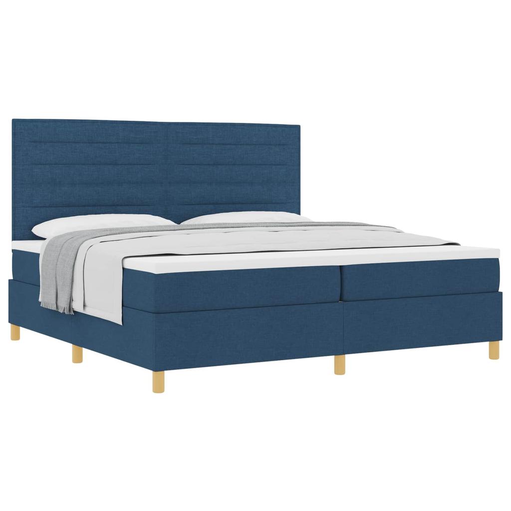Boxspring Bed with Headboard Blue 200 x 200 cm Fabric