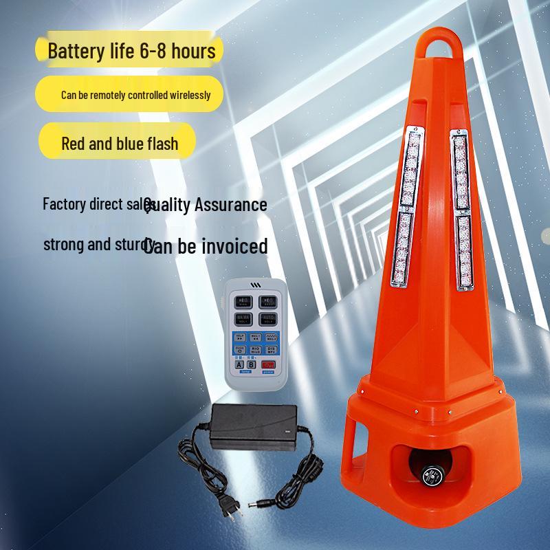 Rechargeable LED Traffic Cone with Sound, Light, and Megaphone for Highway Construction Alerts LED Cone (Flashes Only, No Speaker)