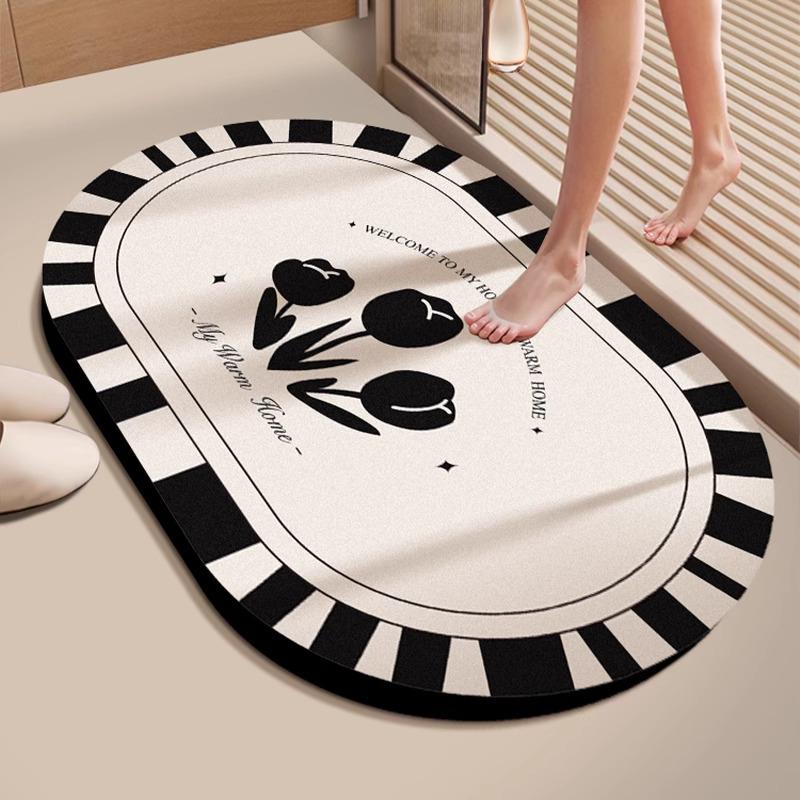 Anti-Slip Diatom Mud Bathroom Mat: Water-Absorbent, Stain-Resistant, Easy-Clean Floor Mat for Toilet Entrance