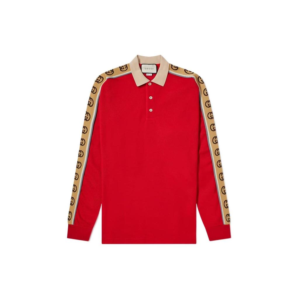 Gucci Polo Shirts Men's Red Polo Collar Moderate Straight Fit 598955-XJB0Q-6057