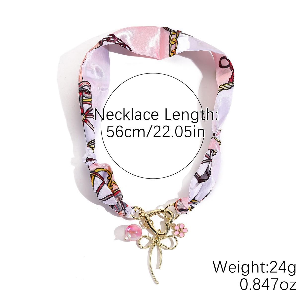 

1 шт. Красочный шарф с леопардовым принтом, полосатым, в горошек, украшенный вишней, жемчугом, золотистой подвеской-чокером.