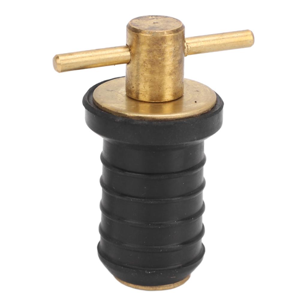 Marine Boat Brass T Handle Drain Plug Strong Structure Twist Turn and Seal Design Rubber Plugs for Yachts Ships 0.6inch