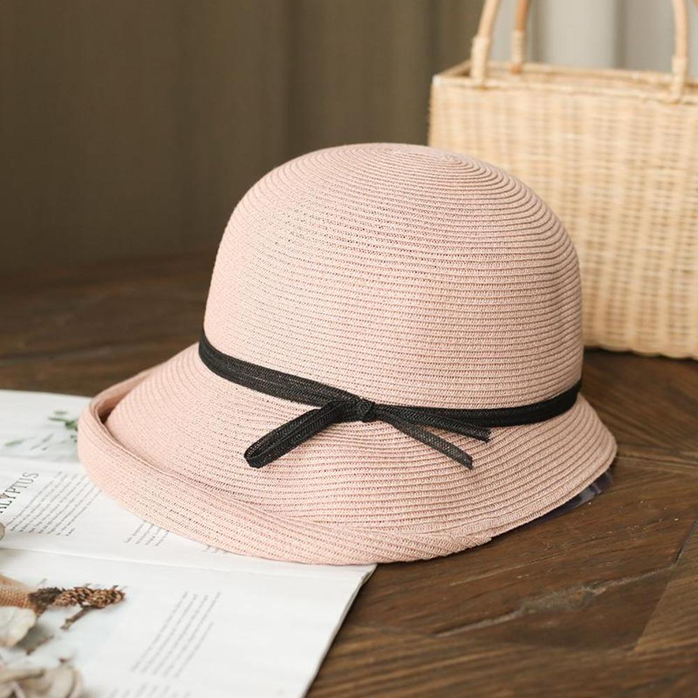 Straw Hat Women's Retro Foldable Basin Hat Literary Fisherman Hat Simple Sun Hat Casual Cool Hat