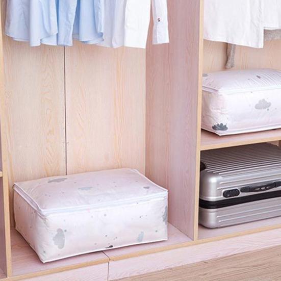 Quilt Storage Holder Printing Pattern Space-saving PEVA Quilt Clothes Blanket Storage Bag for Closet